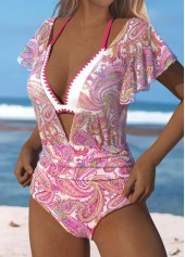 Hot Pink swimwear,Paisley swimwear,ROTITA Tie Hot Pink One Piece Swimwear and Bra