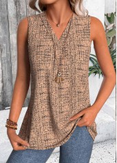 Rotita – Leichtes Tanktop mit V-Ausschnitt und Punkten in Hellkaffee