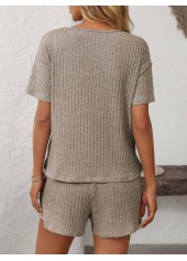 Light Camel loungewear,Plain Color loungewear,Light Camel V Neck Lounge Top and Shorts