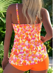 Orange swimwear,Ditsy Floral swimwear,ROTITA Two Piece Orange Ditsy Floral Print Tankini Set
