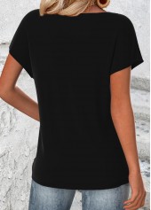 Black tops,Animal Print tops,ROTITA Butterfly Print Black Round Neck Short Sleeve T Shirt