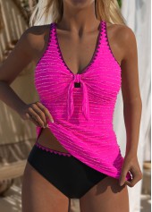 ensemble tankini taille moyenne en jacquard rose vif rotita