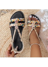 Flache Schuhe mit Tribal-Print in hellem Kamelhaar offene Zehenpartie