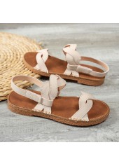 Beige shoes,Plain Color shoes,Beige Falt Open Toe PU Leather Sandals