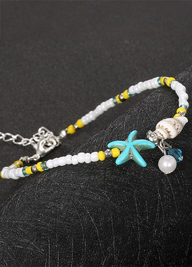 Yellow jewelry,Yellow Color Pearl Alloy Detail Anklet