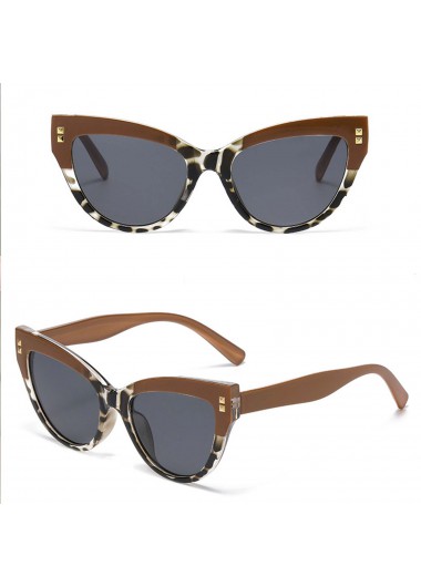 Light Coffee accessories,Light Coffee Color Leopard Cat Eye Sunglasses