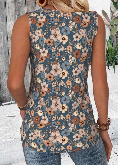 Multi Color plus size,Floral plus size,Plants plus size,ROTITA Plus Size Circular Ring Multi Color Sleeveless Tank Top