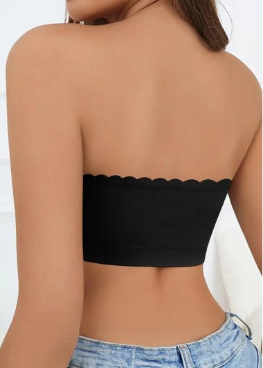 Black intimates,Plain Color intimates,Push Up Black Petal Edge Bandeau Bra