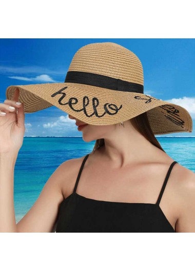 Light Camel accessories,Letter accessories,Letter Print Light Camel Visor Hat