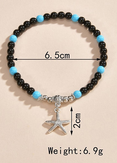 Black jewelry,Geometric jewelry,Animal Print jewelry,Starfish Beaded Geometric Black Polyresin Anklet