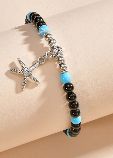 Black jewelry,Geometric jewelry,Animal Print jewelry,Starfish Beaded Geometric Black Polyresin Anklet