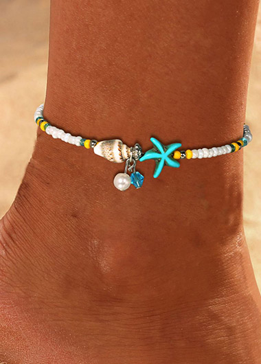 Yellow jewelry,Yellow Color Pearl Alloy Detail Anklet