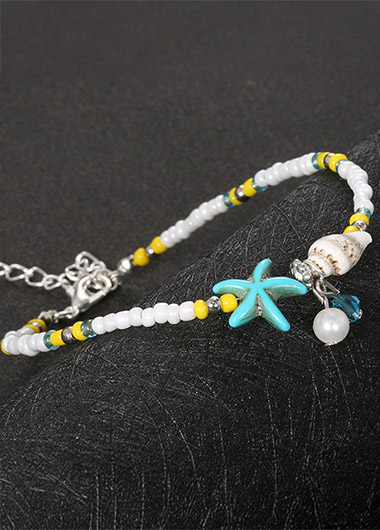 Yellow jewelry,Yellow Color Pearl Alloy Detail Anklet