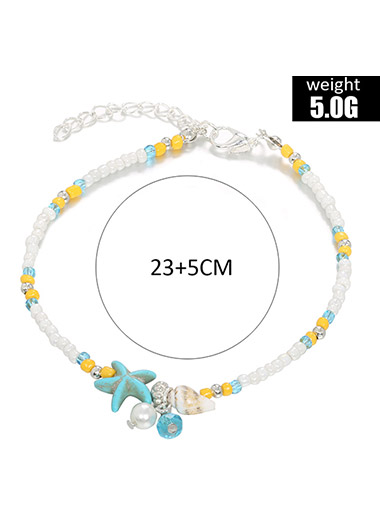 Yellow jewelry,Yellow Color Pearl Alloy Detail Anklet
