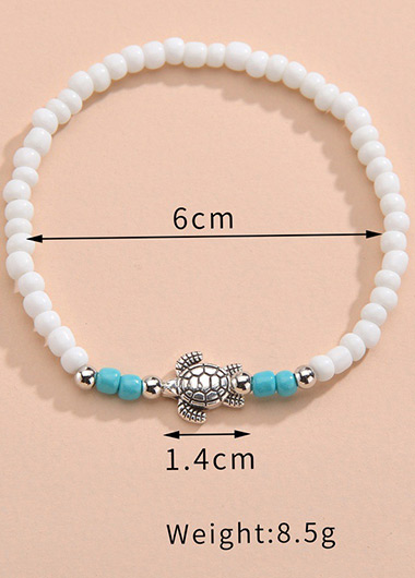 White jewelry,Turquoise jewelry,Contrast Color jewelry,Sea Turtle Design White Polyresin Anklet