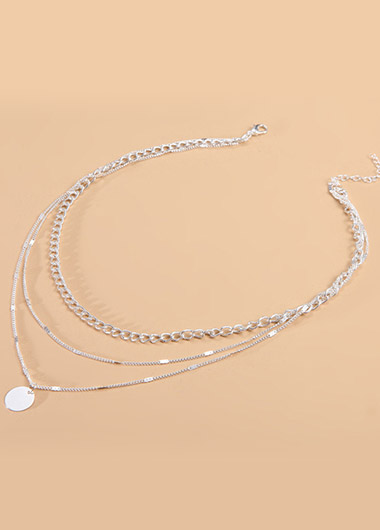 Silver jewelry,Other jewelry,Round Silver Layered Design Metal Necklace