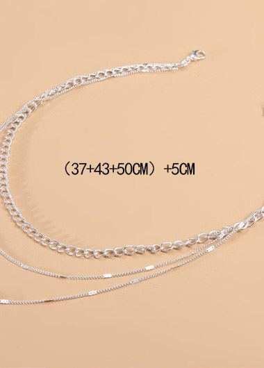 Silver jewelry,Other jewelry,Round Silver Layered Design Metal Necklace