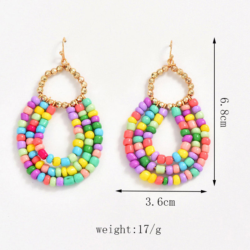 Multi Color jewelry,Other jewelry,Geometric Multi Color Beaded Alloy Earrings