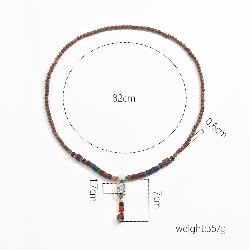 Dark Coffee jewelry,Dark Coffee Color Wood Detail Necklace