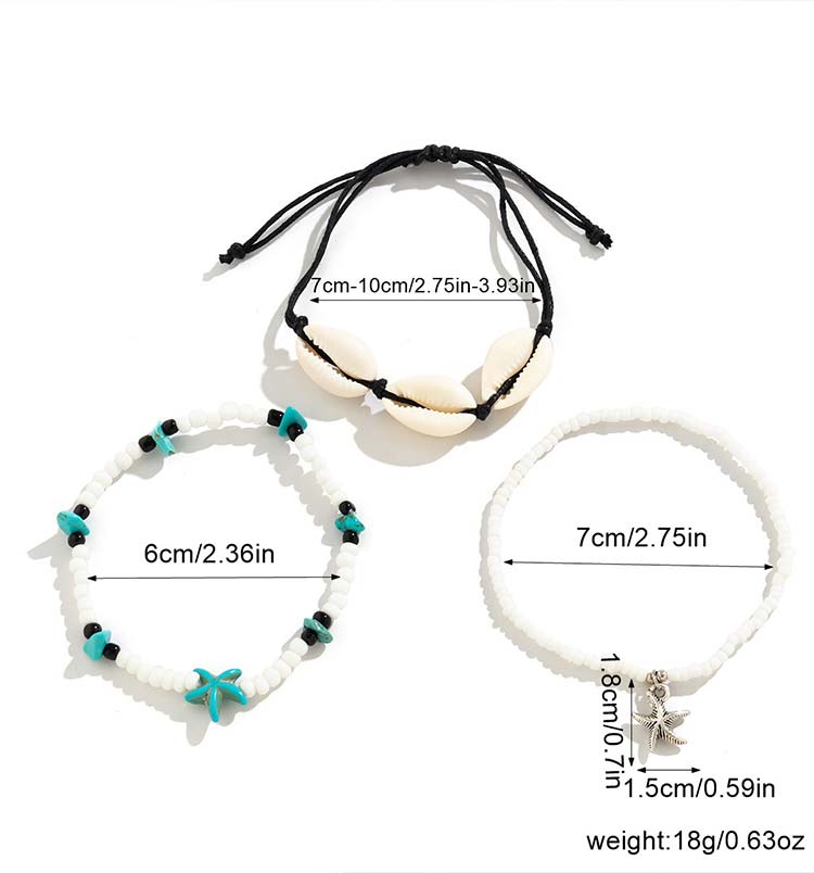 White jewelry,Shell White Color Seed Beads Anklets