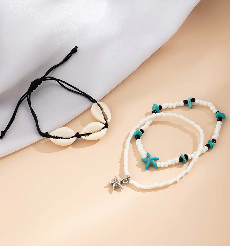 White jewelry,Shell White Color Seed Beads Anklets