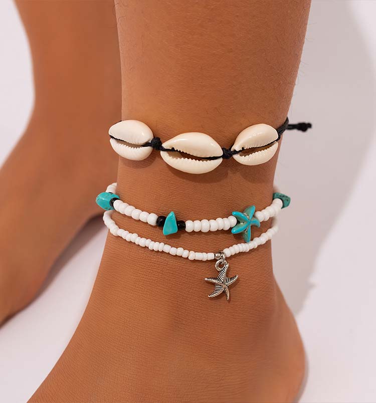 White jewelry,Shell White Color Seed Beads Anklets