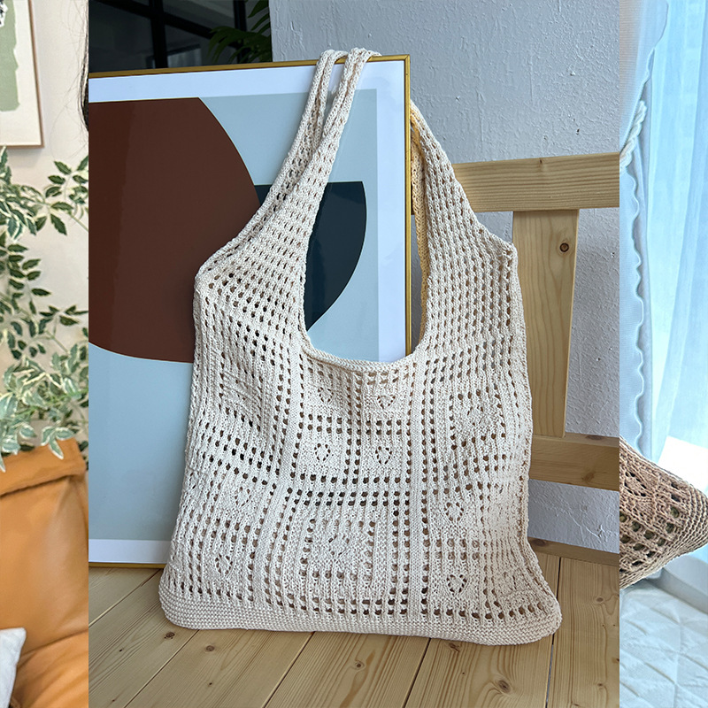 Polyester Magnetic Beige Color Shoulder Bag