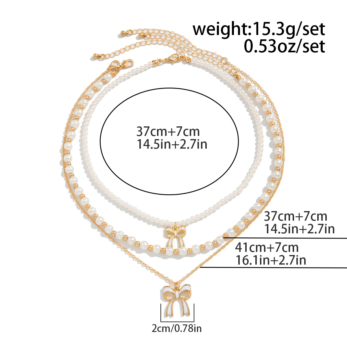 Golden Color Alloy Detail Bow Necklace