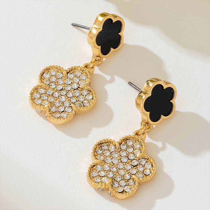 Golden jewelry,Golden Color Alloy Detail Rhinestone Earrings