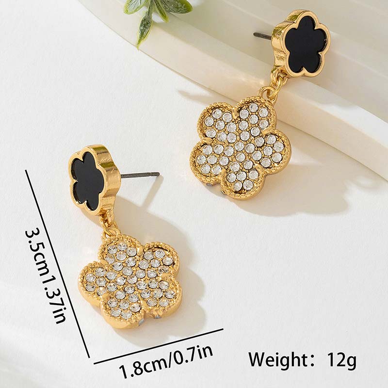 Golden jewelry,Golden Color Alloy Detail Rhinestone Earrings