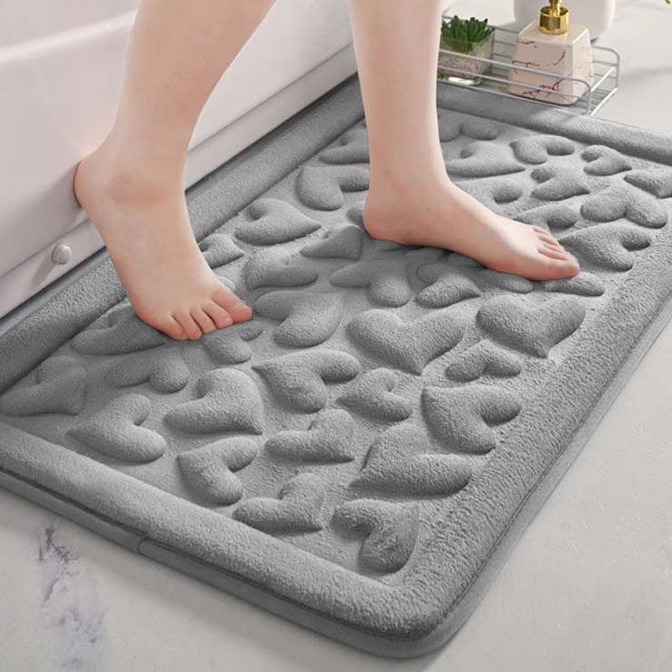 Grey accessories,Heart accessories,Heart Print Grey Cat Paw Pad Bath Mat