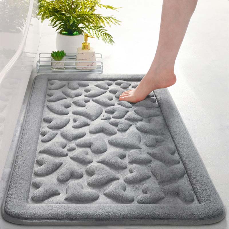 Grey accessories,Heart accessories,Heart Print Grey Cat Paw Pad Bath Mat