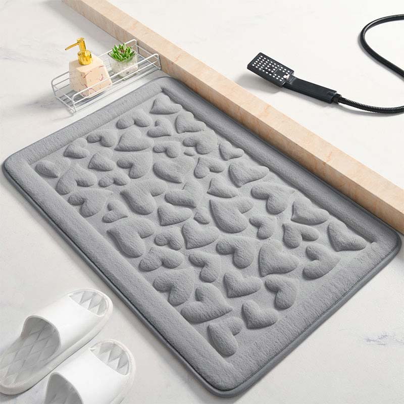Grey accessories,Heart accessories,Heart Print Grey Cat Paw Pad Bath Mat