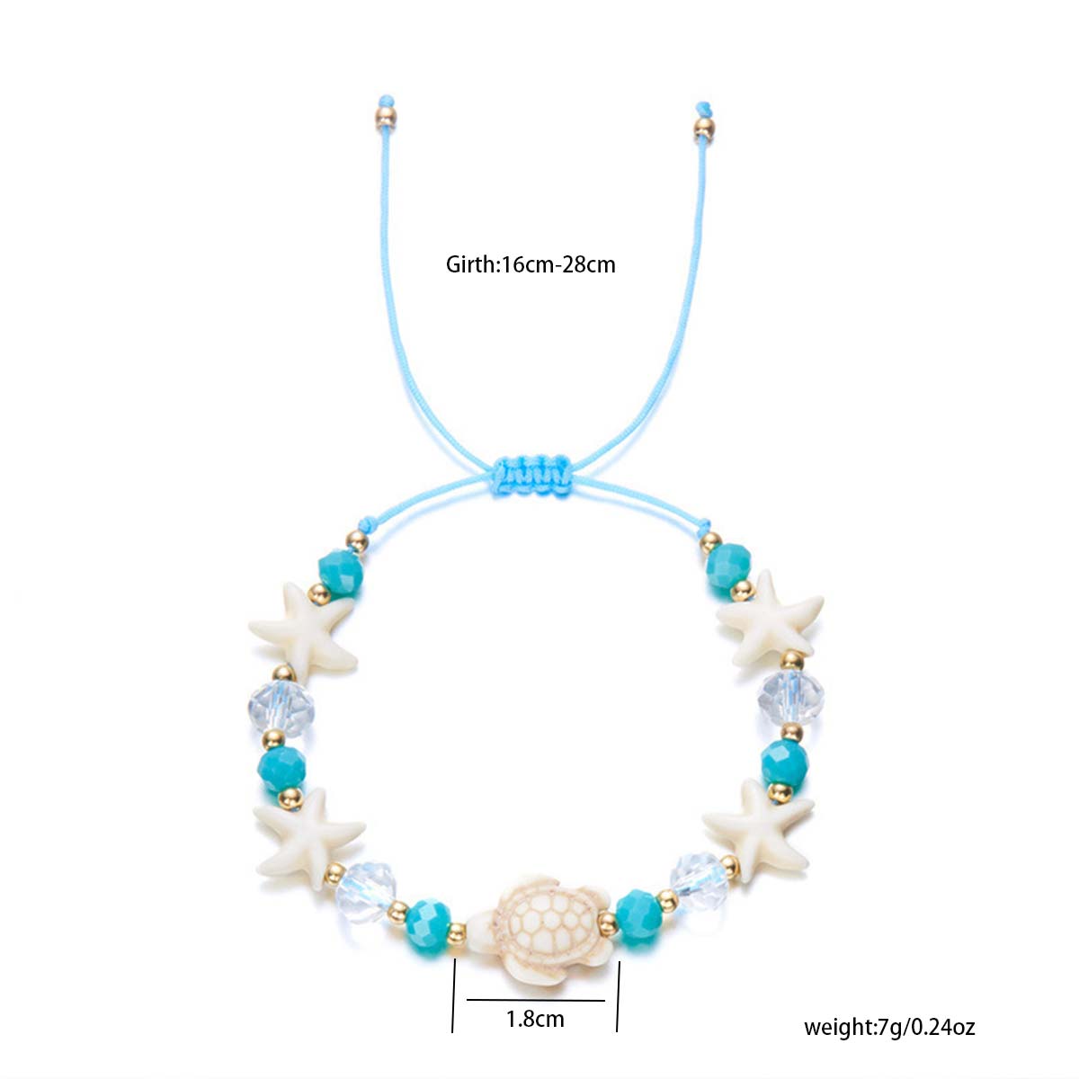 Sky Blue jewelry,Animal Print jewelry,Turtle Sky Blue Starfish Beaded Bracelet