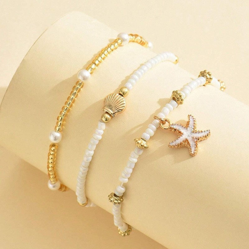 Golden jewelry,Star Golden Color Seed Beads Anklets