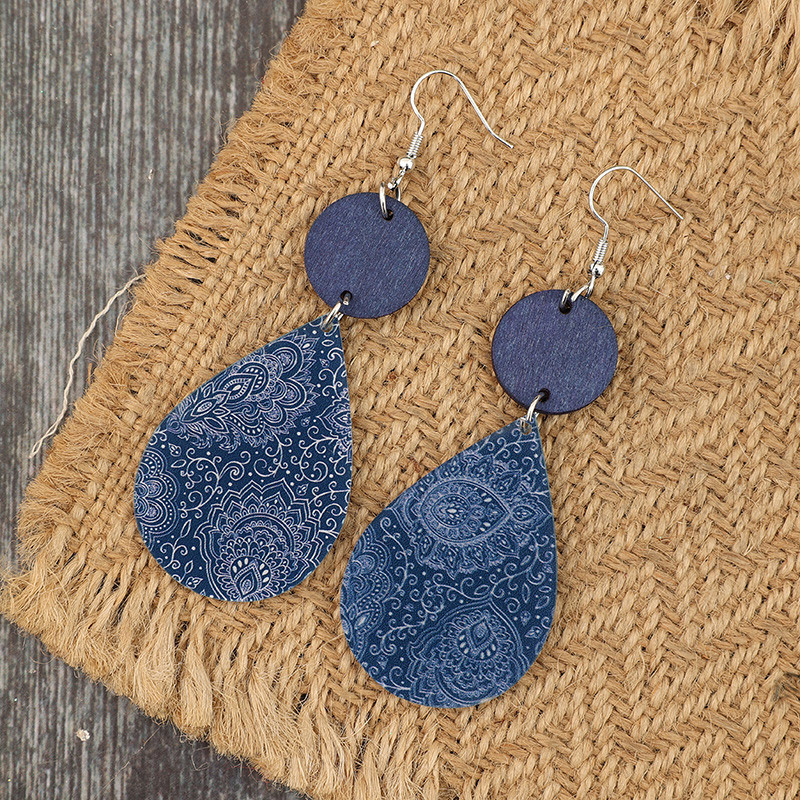 boucles d'oreilles en acrylique avec gouttelettes de couleur bleu marine