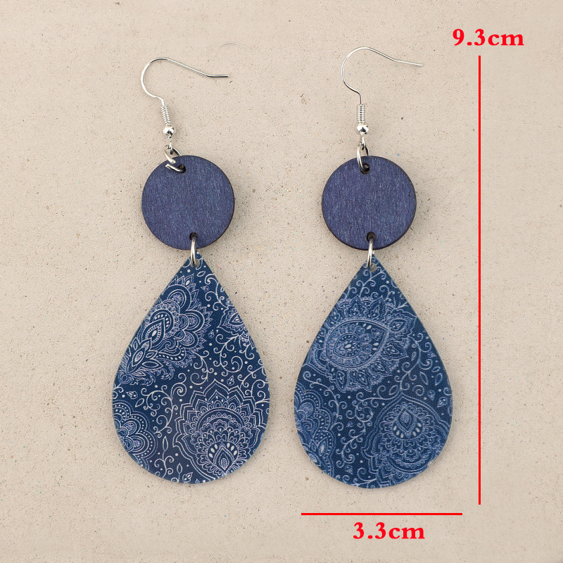 boucles d'oreilles en acrylique avec gouttelettes de couleur bleu marine