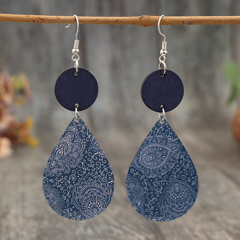 boucles d'oreilles en acrylique avec gouttelettes de couleur bleu marine