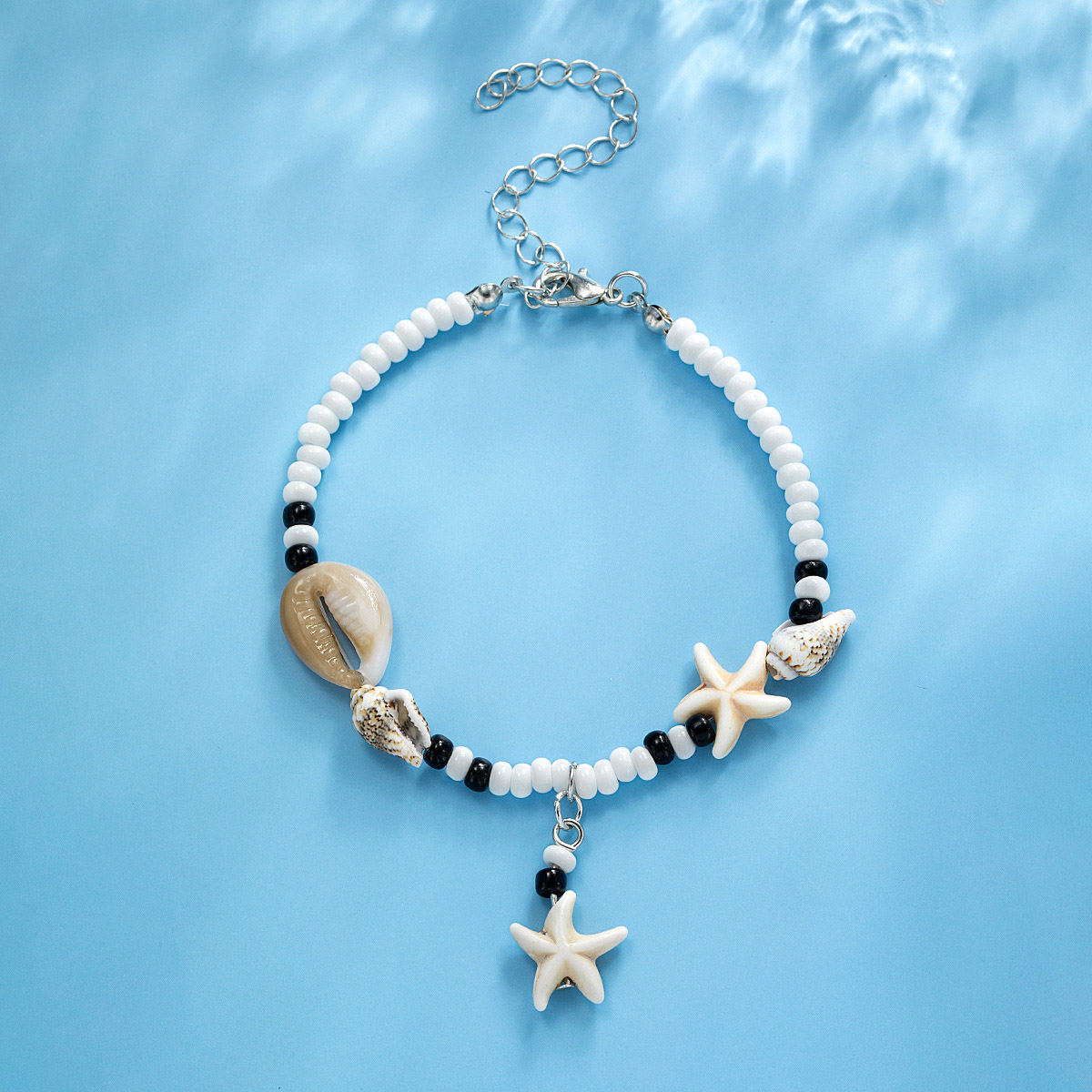 Beige jewelry,Shell Beaded Derail Beige Polyresin Anklet