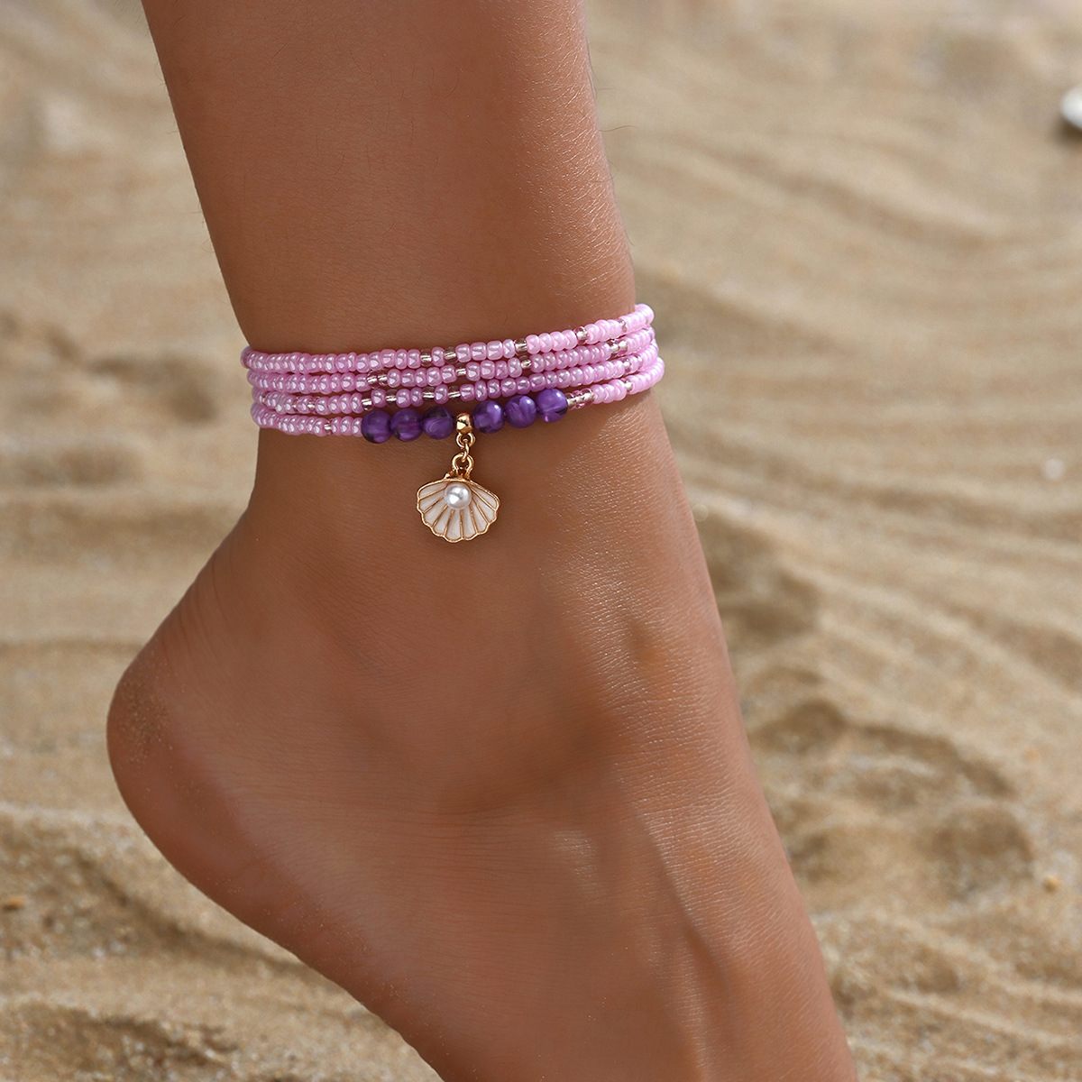 Light Purple jewelry,Other jewelry,Shell Light Purple Seed Beads Anklet