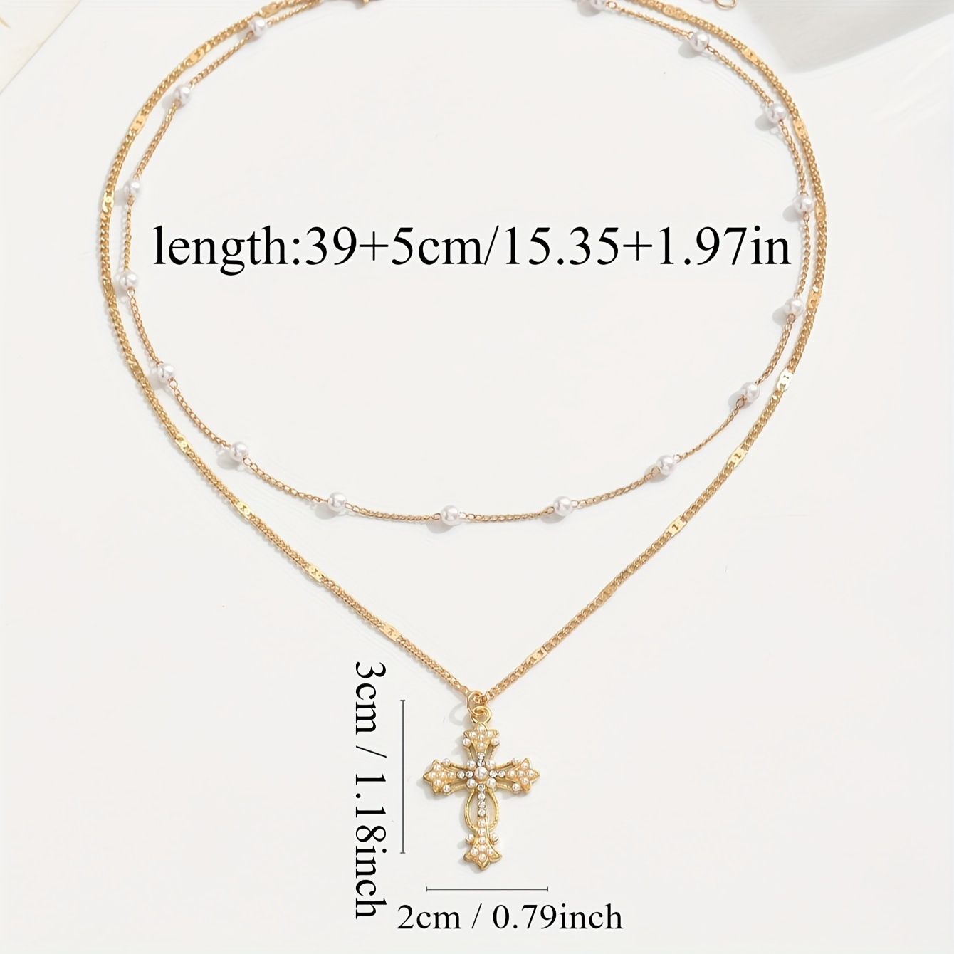 Halskette mit Kreuz-Legierungsdetail in Goldfarbe