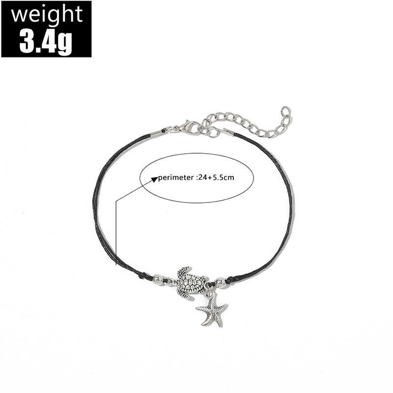 Black jewelry,Animal Print jewelry,Turtle Design Black Alloy Starfish Anklet