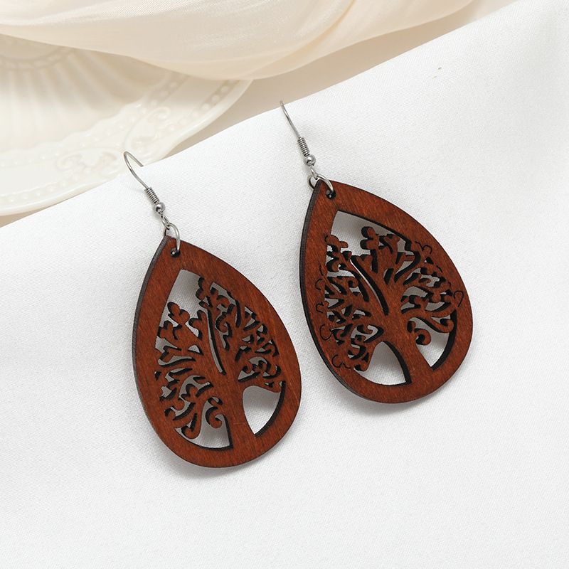 Dark Coffee jewelry,Droplet Dark Coffee Color Wood Earrings