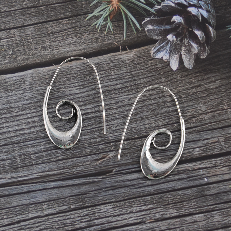 Silver jewelry,Geometric jewelry,Silver Alloy Geometric Spiral Design Earrings
