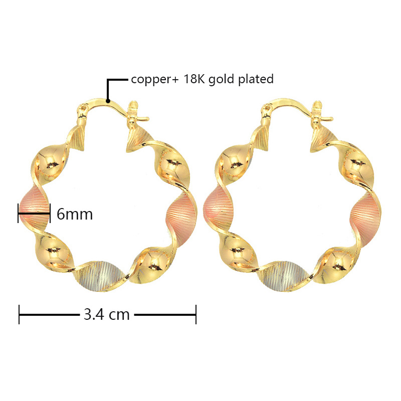 Golden jewelry,Geometric jewelry,Round Design Geometric Golden Copper Earrings