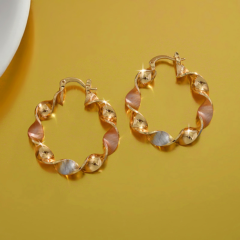 Golden jewelry,Geometric jewelry,Round Design Geometric Golden Copper Earrings