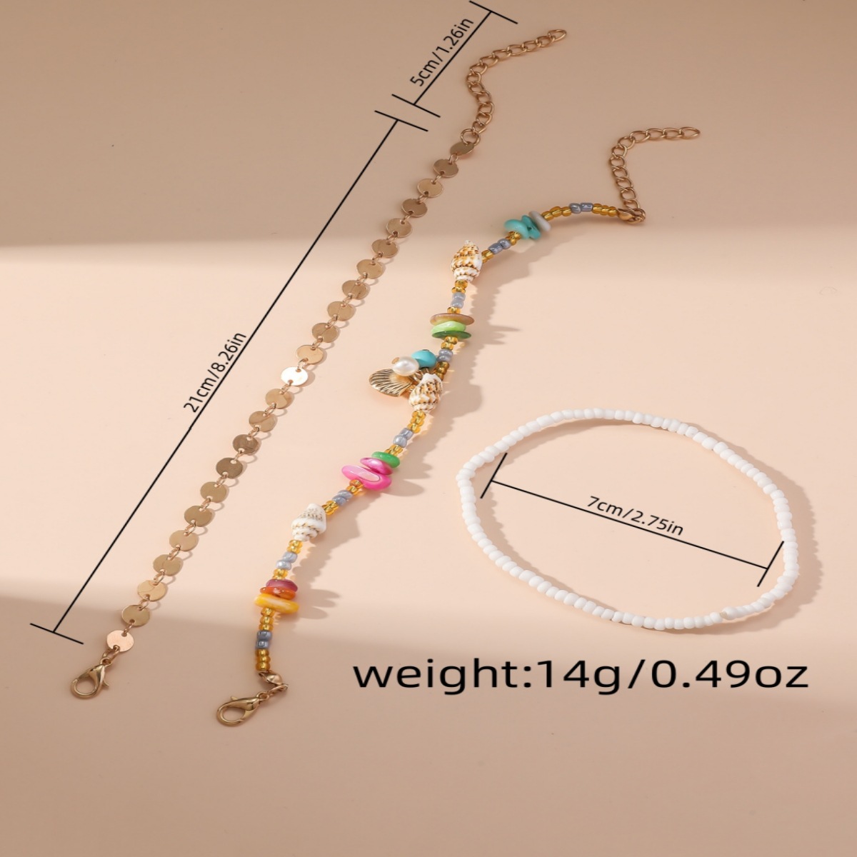 Multi Color jewelry,Shell Multi Color Seed Beads Anklets