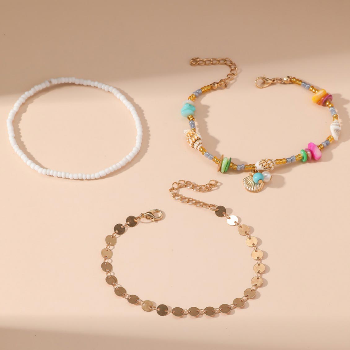 Multi Color jewelry,Shell Multi Color Seed Beads Anklets