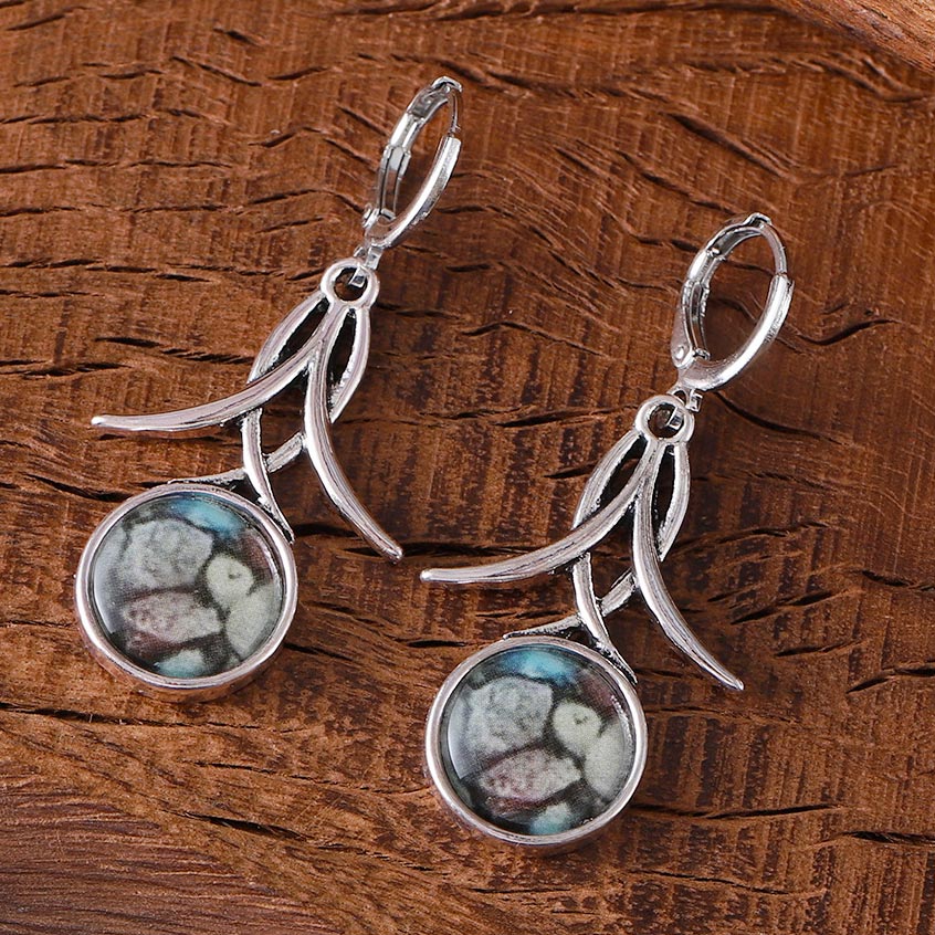 Silver Color Round Alloy Detail Earrings