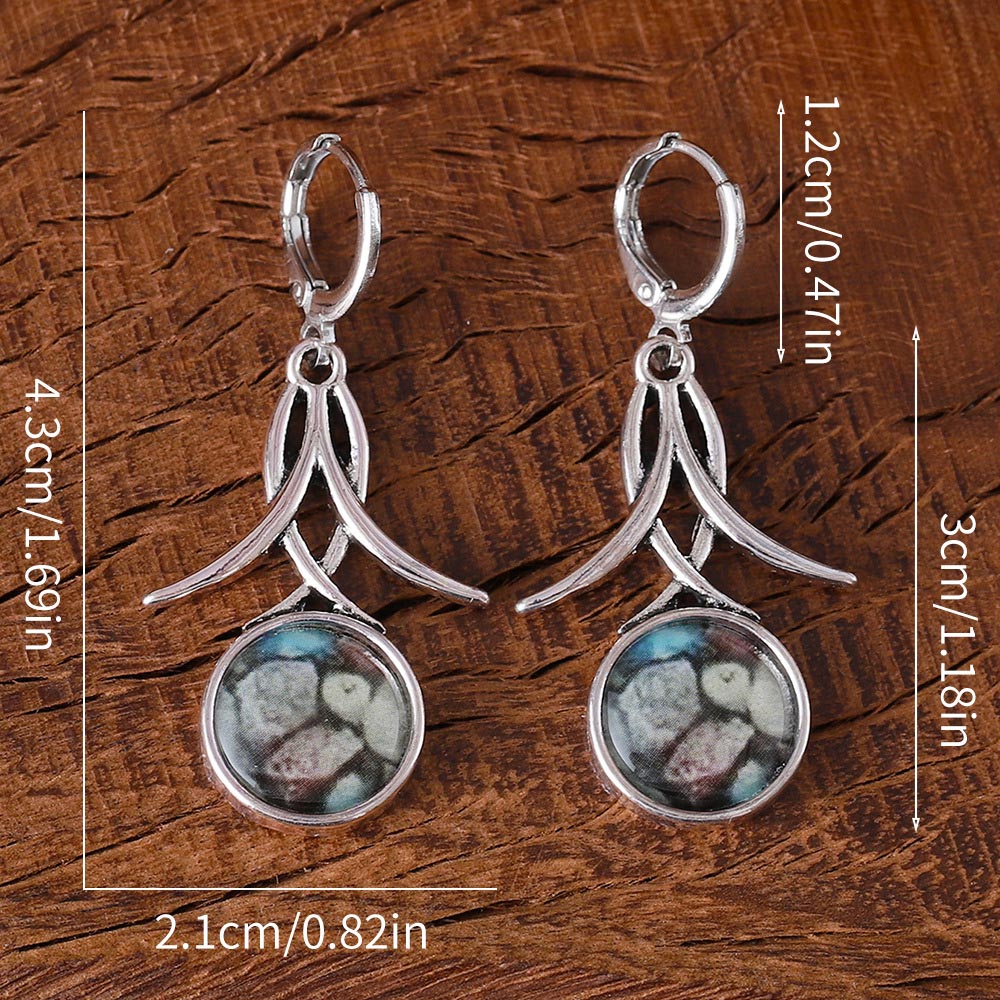 Silver Color Round Alloy Detail Earrings